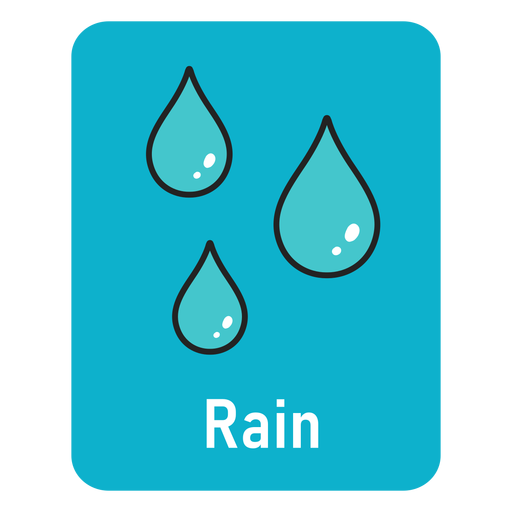 Flashcard de lluvia azul claro Diseño PNG