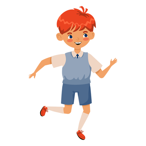 Red head boy running character PNG Design