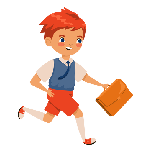 Red head boy suitcase character PNG Design