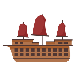 Red sail caravel illustration PNG Design