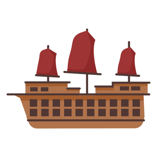 Ilustração de caravela de vela vermelha Desenho PNG