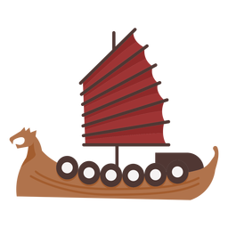 Red sail shield ship PNG Design