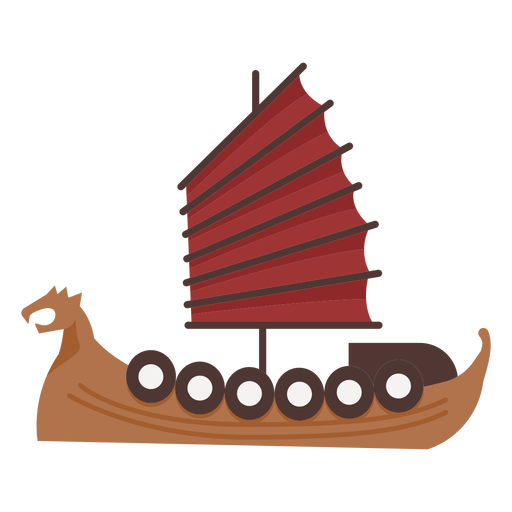 Rotes Segelschildschiff PNG-Design