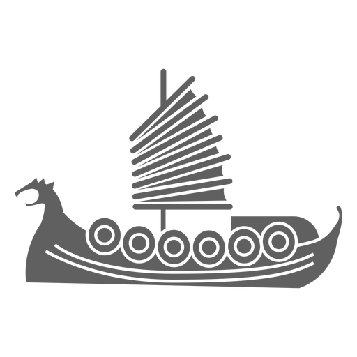 Rotes Segelschildschiff schwarz PNG-Design