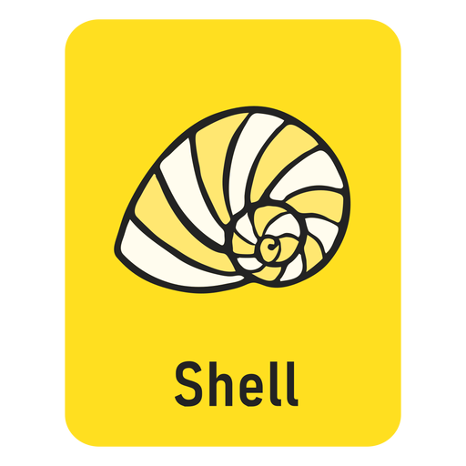 Shell yellow flashcard PNG Design