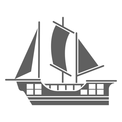 Simple historic caravel black PNG Design