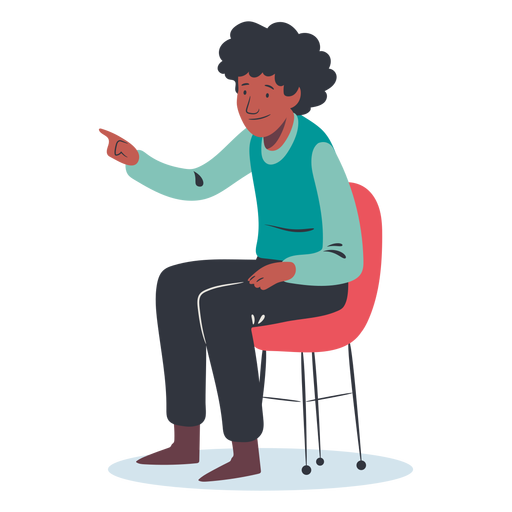 Sitting man pointing character - Transparent PNG & SVG vector file