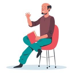 Hombre sentado hablando personaje Diseño PNG