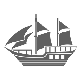 Small historic caravel black PNG Design