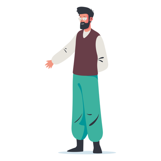Standing man presenting character PNG Design