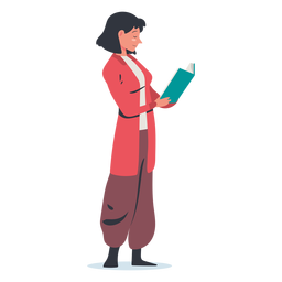 Mulher em pé lendo personagem Desenho PNG