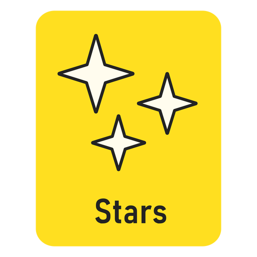 Flashcard amarelo de estrelas Desenho PNG