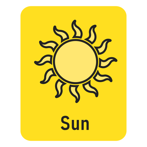 Flashcard amarillo sol Diseño PNG