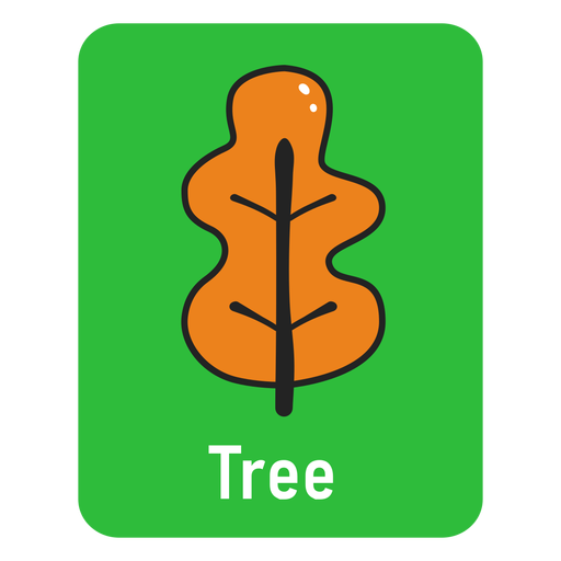 Flashcard árbol verde Diseño PNG