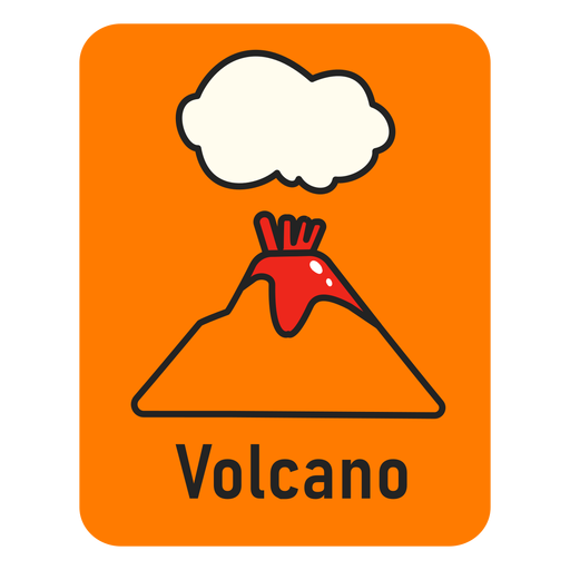 Flashcard volcán naranja Diseño PNG