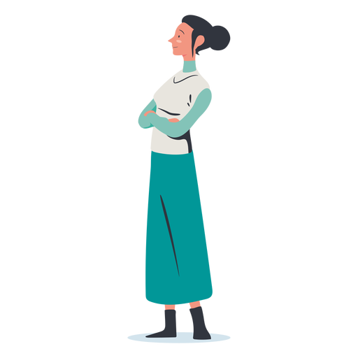 Woman arms crossed character PNG Design