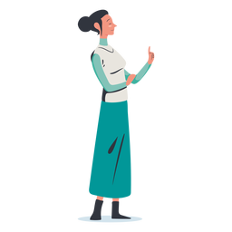 Mulher com dedo no personagem Desenho PNG