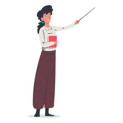 Woman with pointing stick character PNG Design