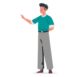 Carácter señalador joven Diseño PNG