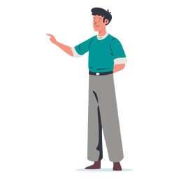Young man pointing character PNG Design