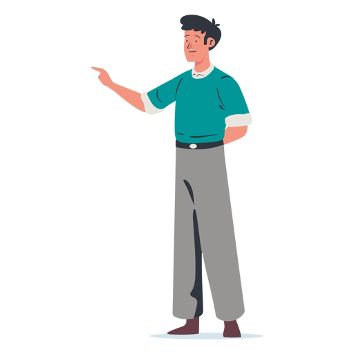 Young man pointing character - Transparent PNG & SVG vector file