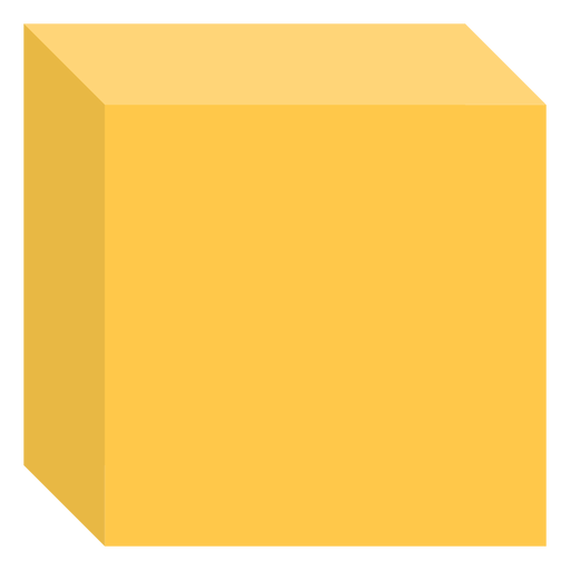 Cubo amarillo plano Diseño PNG