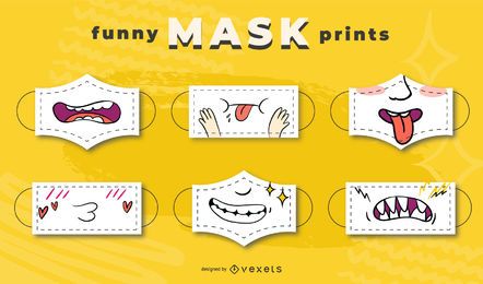 Funny face mask designs set Funny face mask designs set