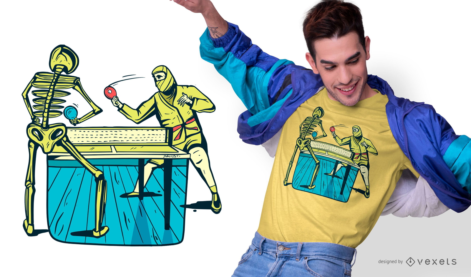 Table Tennis Skeleton T-shirt Design