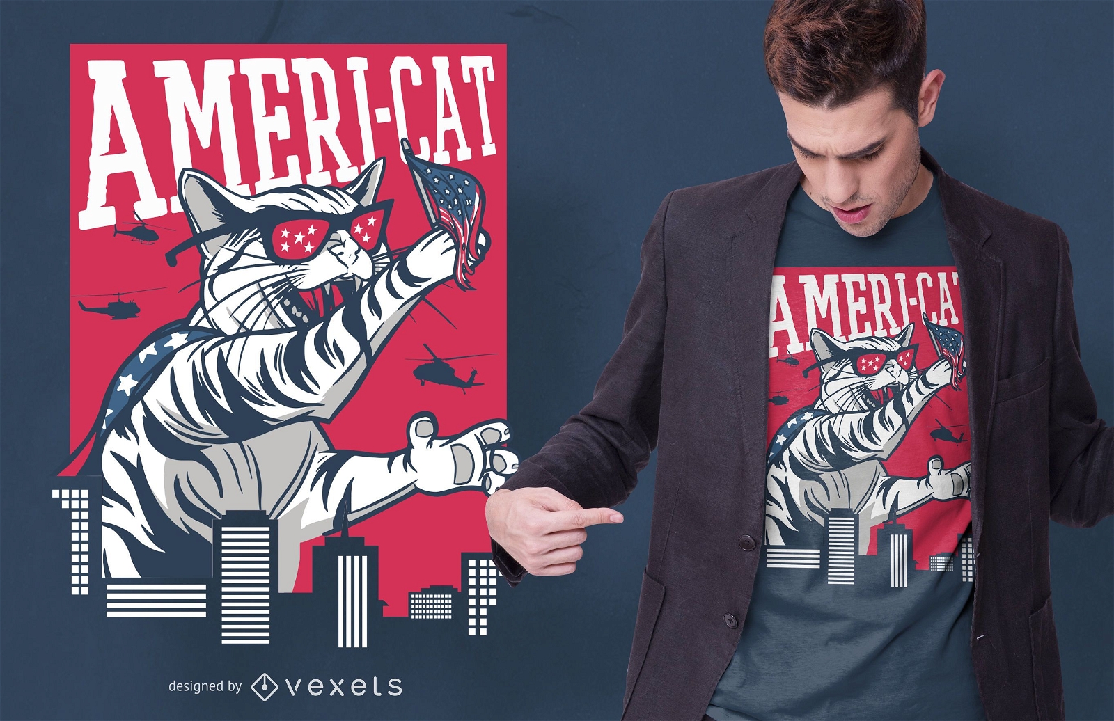 Ameri Cat T-Shirt Design