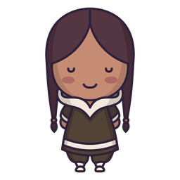 Alaska cute character girl long hair flat PNG Design