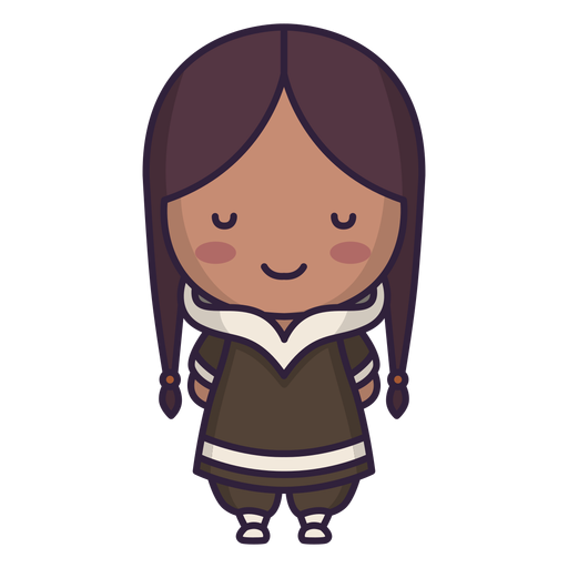 Alaska cute character girl long hair flat PNG Design