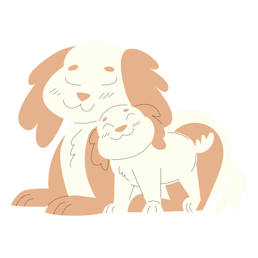 Tiermutter und Babyhundeillustration PNG-Design