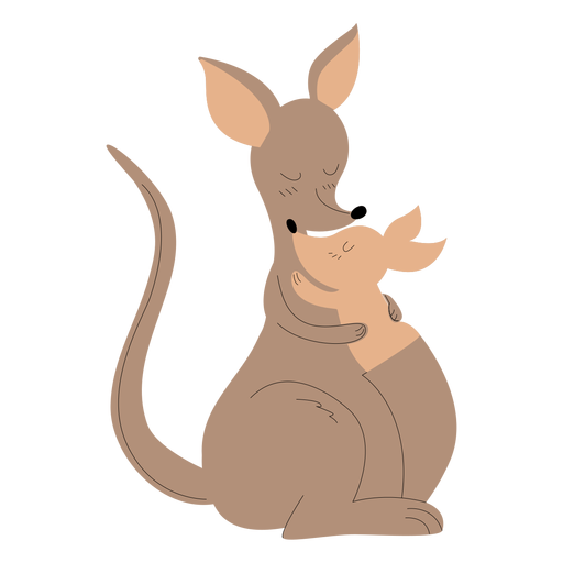 Download Animals mom and baby kangaroo illustration - Transparent ...