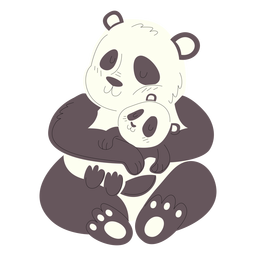 Ilustración de pandas de animales mamá y bebé