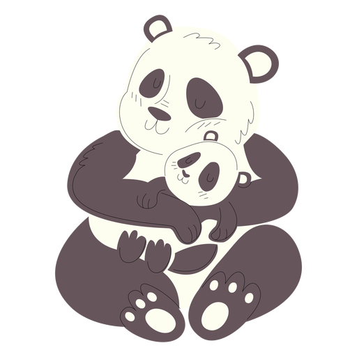 Ilustração de animais mãe e bebê pandas Desenho PNG