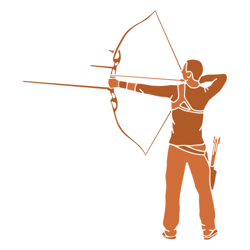 Homem com arco e flecha de costas