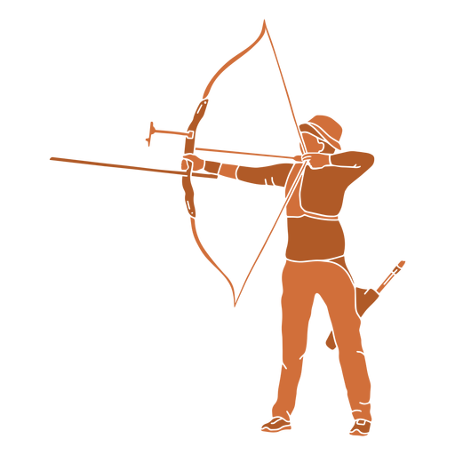 Homem com arco e flecha deixado plano Desenho PNG