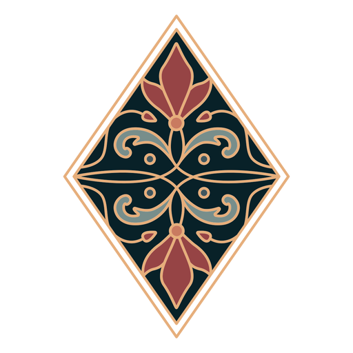 Art Nouveau Ornament Rhombus flach PNG-Design