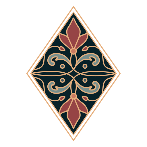 Losango de ornamento art nouveau plana Desenho PNG