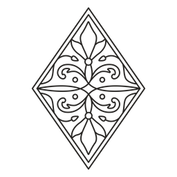 Art nouveau ornament rhombus stroke PNG Design