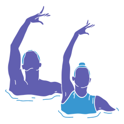 Artistic swimming duo front flat PNG Design