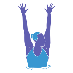 Artistic swimming woman hands raised flat PNG Design