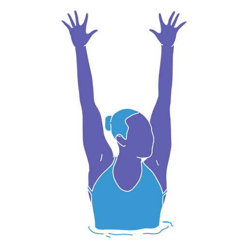 Artistic swimming woman hands raised flat PNG Design