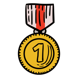 Award first medal hanging hand drawn PNG Design