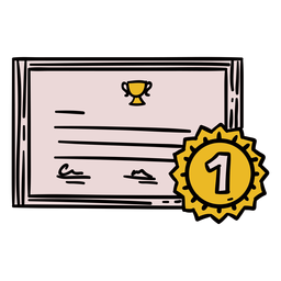 Prêmio primeiro certificado desenhado à mão Desenho PNG