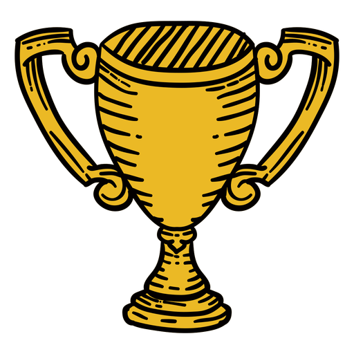 Premios primer trofeo dibujado a mano. Diseño PNG