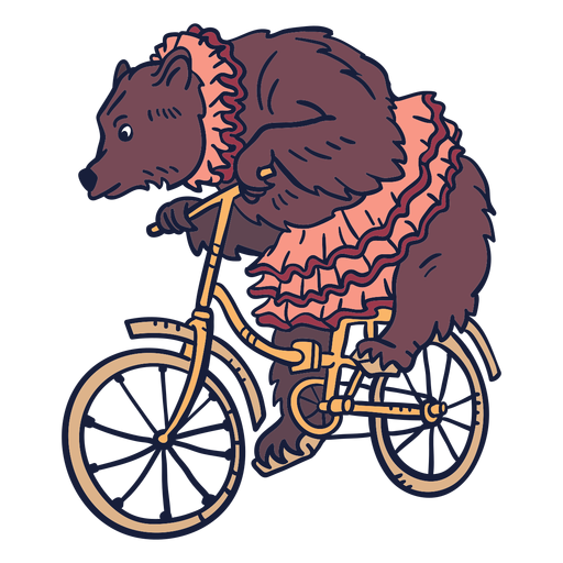 Urso de circo de bicicleta desenhado à mão