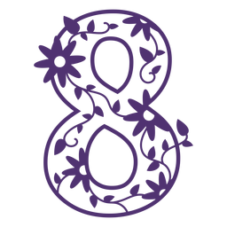 Floral alphabet number eight PNG Design Transparent PNG