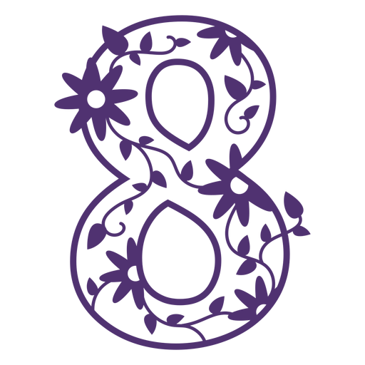 Número ocho del alfabeto floral Diseño PNG
