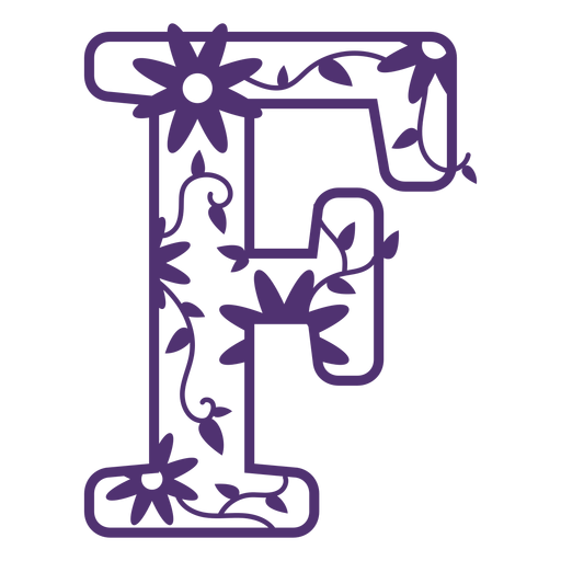 Floral alphabet letter f PNG Design